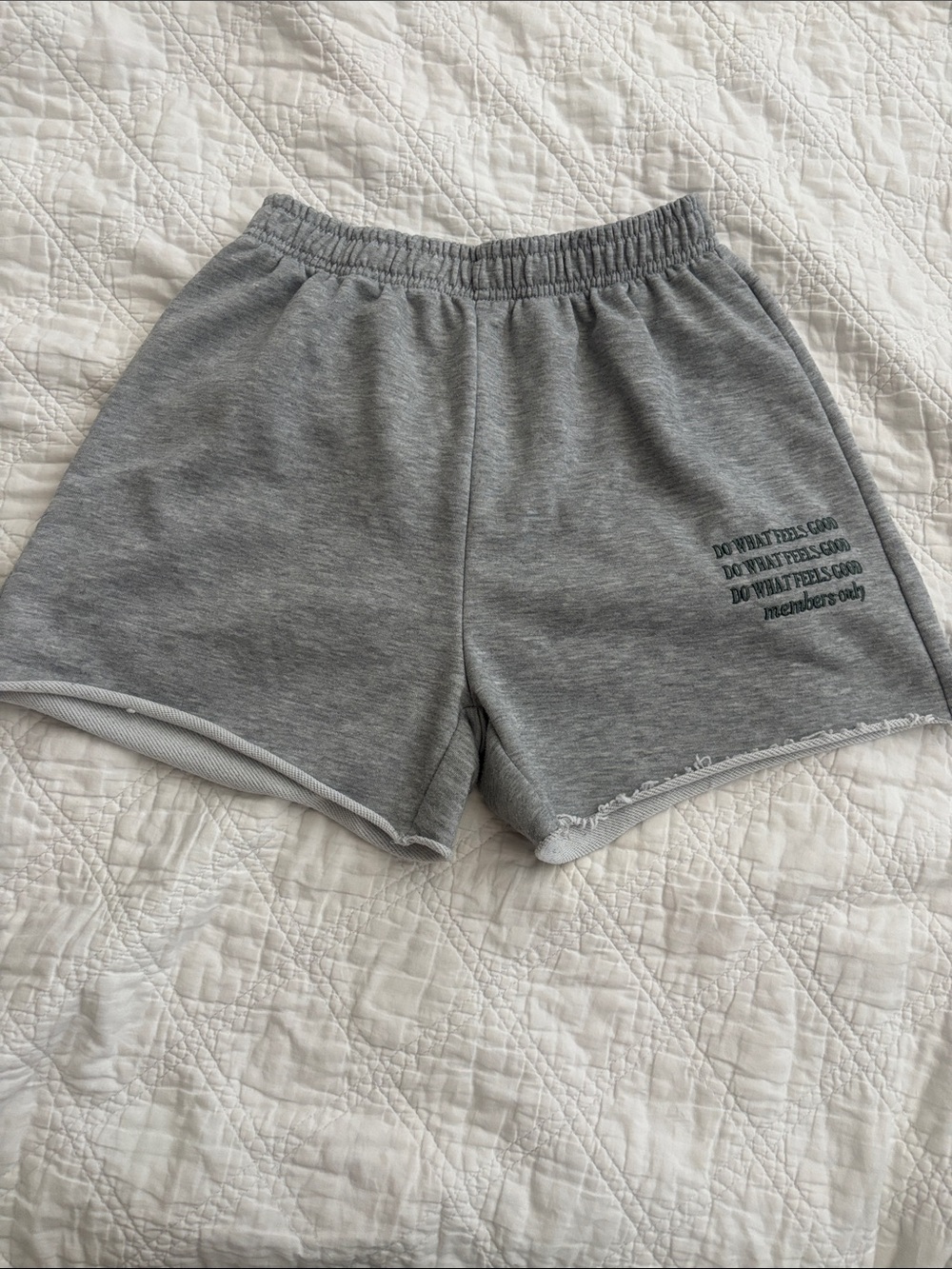 SHEIN Gray Sweat Shorts M Do What Feels Good Members Only Lounge
